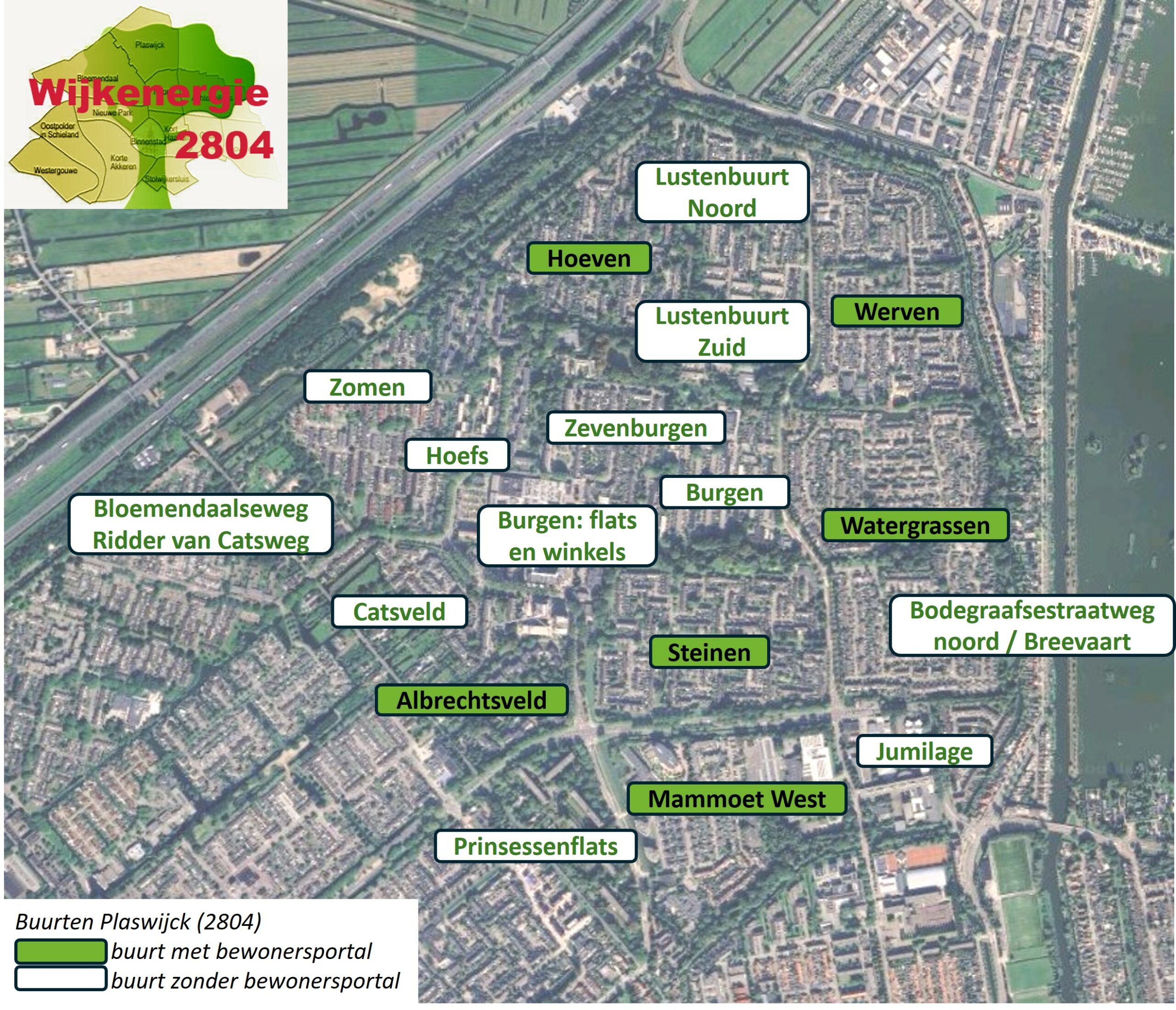 Wijkplattegrond met buttons